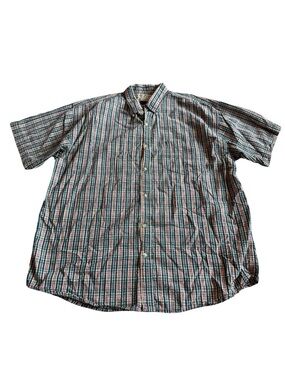 U.S. Expedition USE Plaid Button-Down Short Sleeve Shirt 100% Cotton Size XL Men